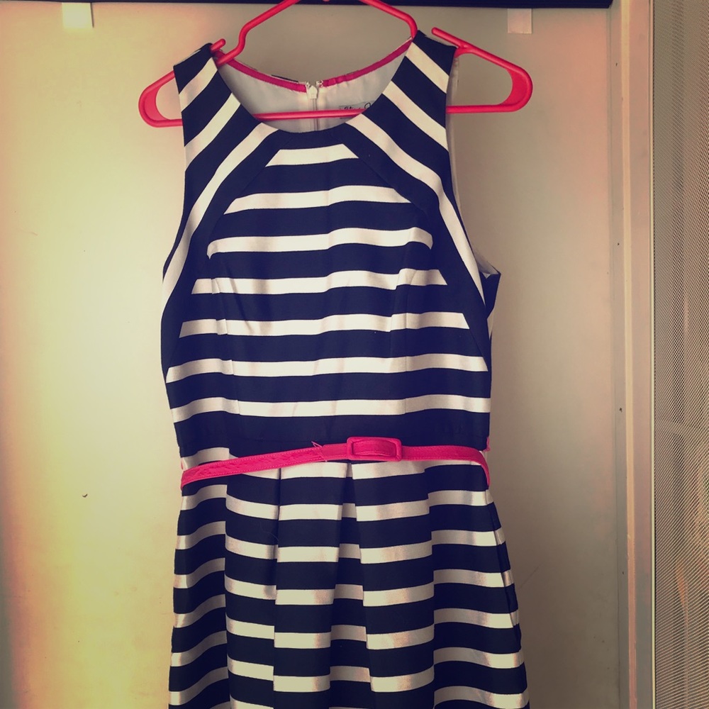 Black and white striped dress